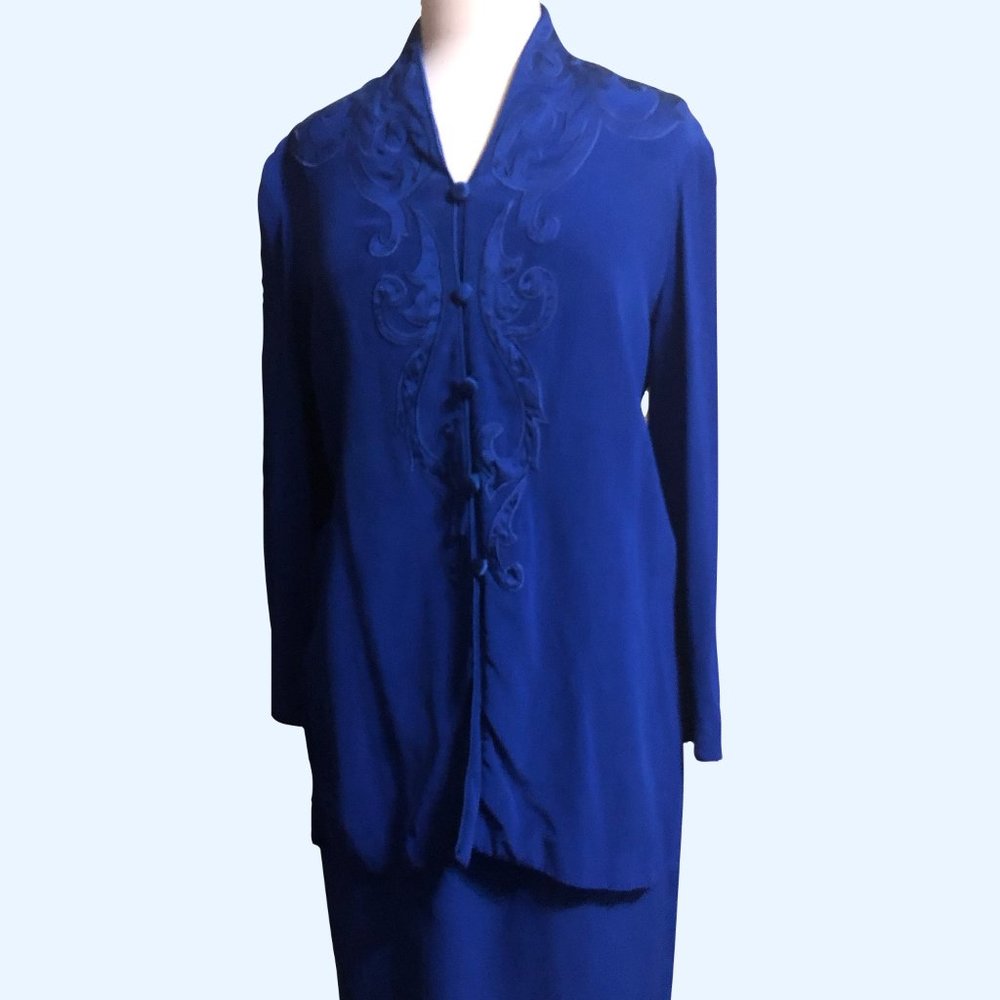 Gorgeous Blue 2 Piece Top/Skirt Papell Petites